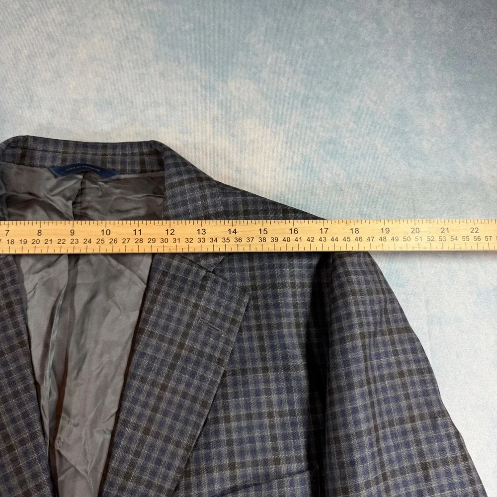 Brooks Brothers Blazer Mens 46R Blue Check Reda Italian Wool Slim Unstructered